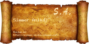 Simmer Anikó névjegykártya